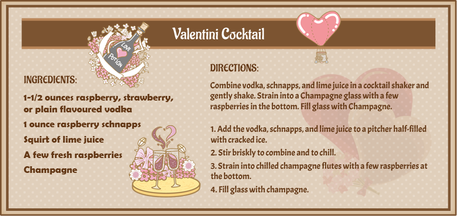 Illustrated Valentine's Day cocktails and at-home date ideas